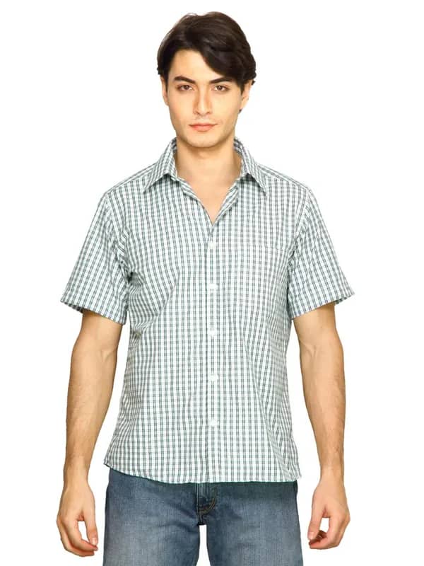Indigo Nation Men Checks Green Shirts