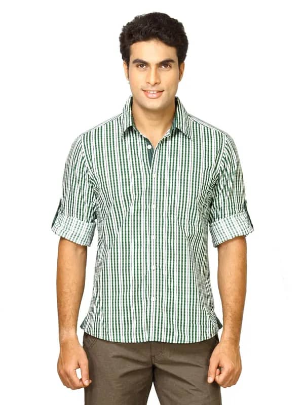 Indigo Nation Men Bwd Plaids Green Shirts