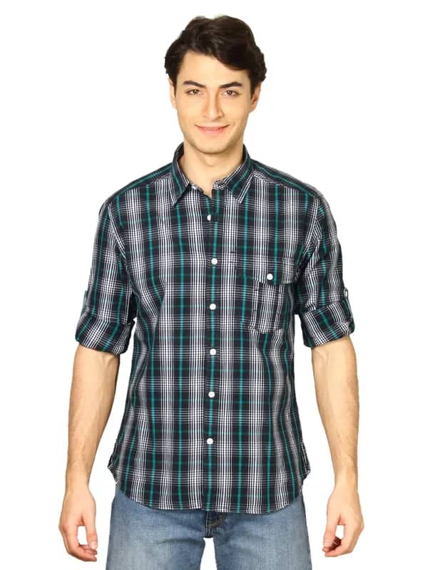 Scullers Men Scul Black & Green Check Shirt