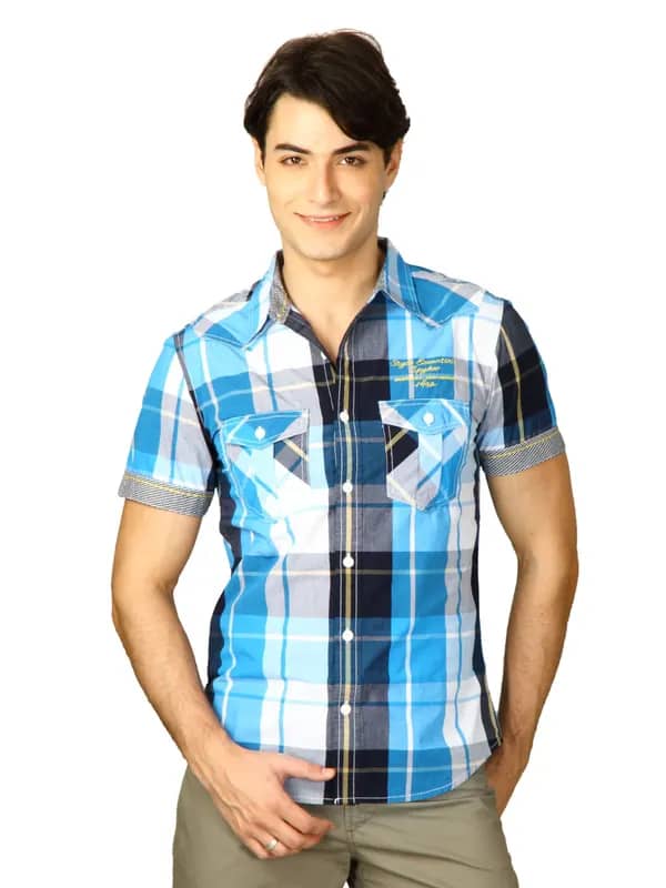 Spykar Men Ranger Blue Black Check Shirts