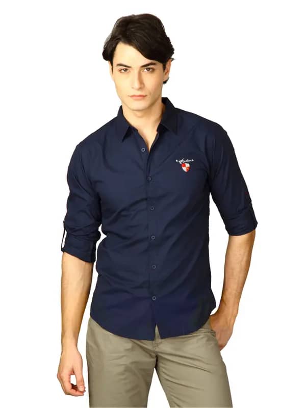 Spykar Men Ranger Solid Navy Blue Shirts