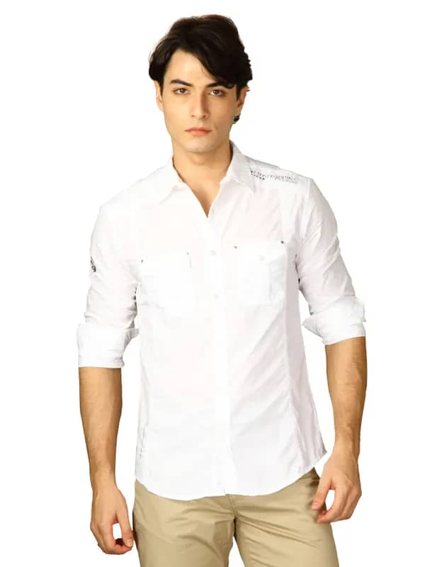 Spykar Men Ranger White Full Shirts