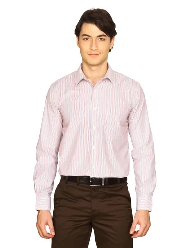 Mark Taylor Men White Striped Shirt
