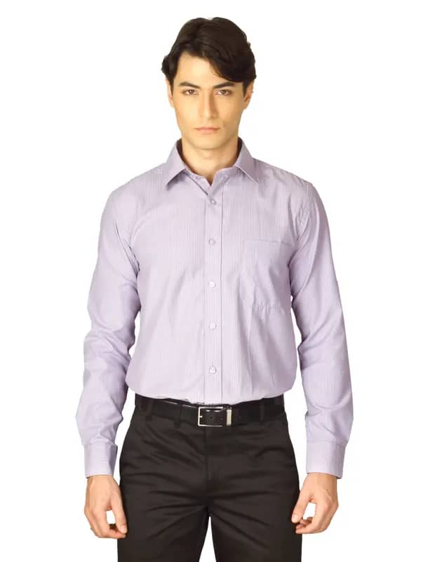 Mark Taylor Men Purple Striped Shirt