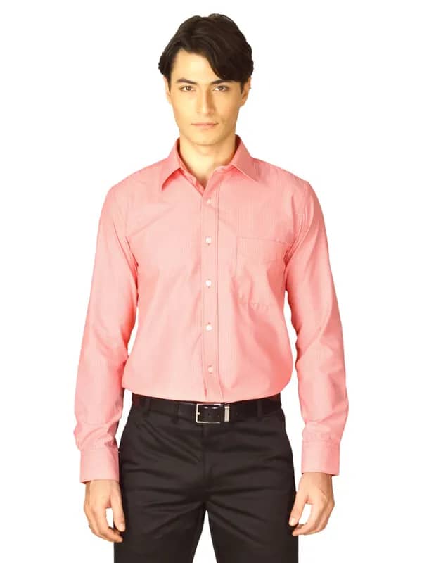 Mark Taylor Men Red Striped Shirt