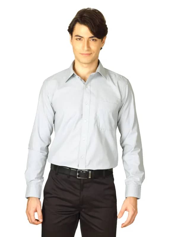 Mark Taylor Men Grey Striped Shirt