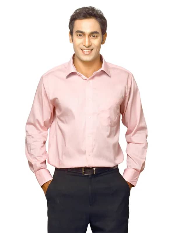 John Miller Men Solid Pink Shirt