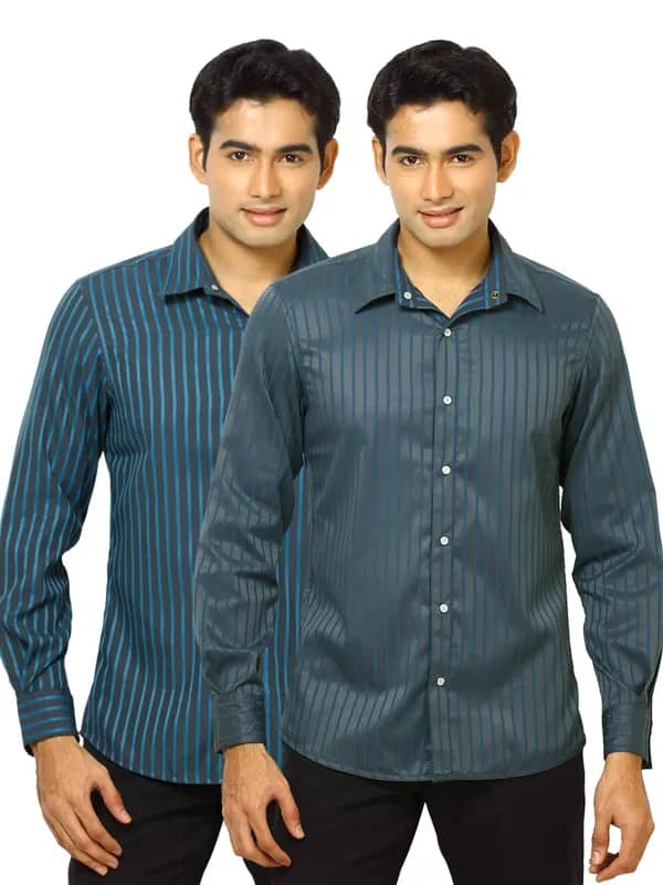 Indigo Nation Men Reversible Bling Blue Shirts