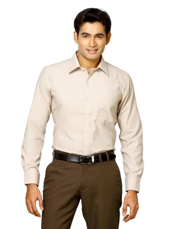 Mark Taylor Men White Striped Shirt