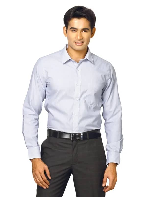Mark Taylor Men Blue Striped Shirt