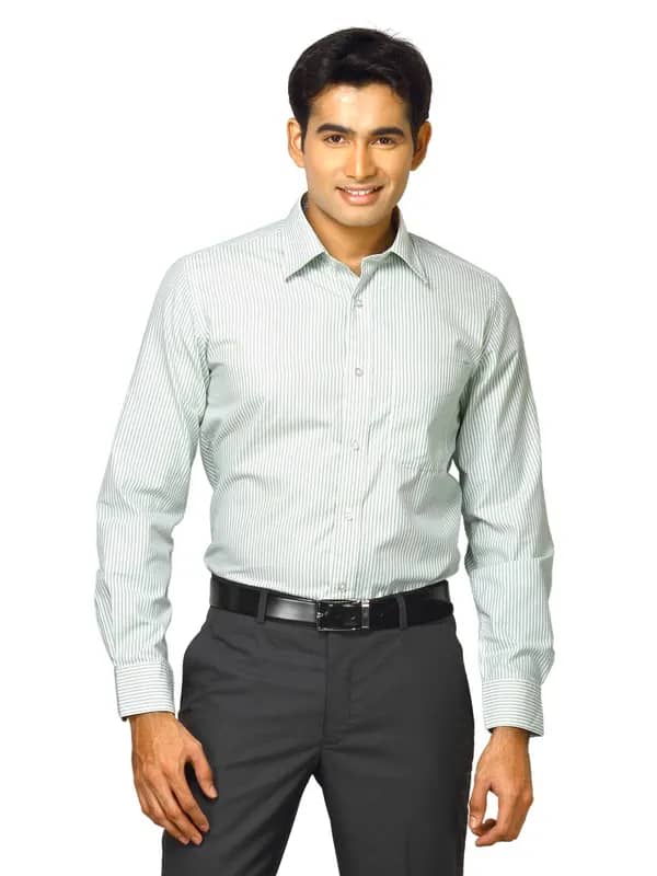 Mark Taylor Men White Striped Shirt