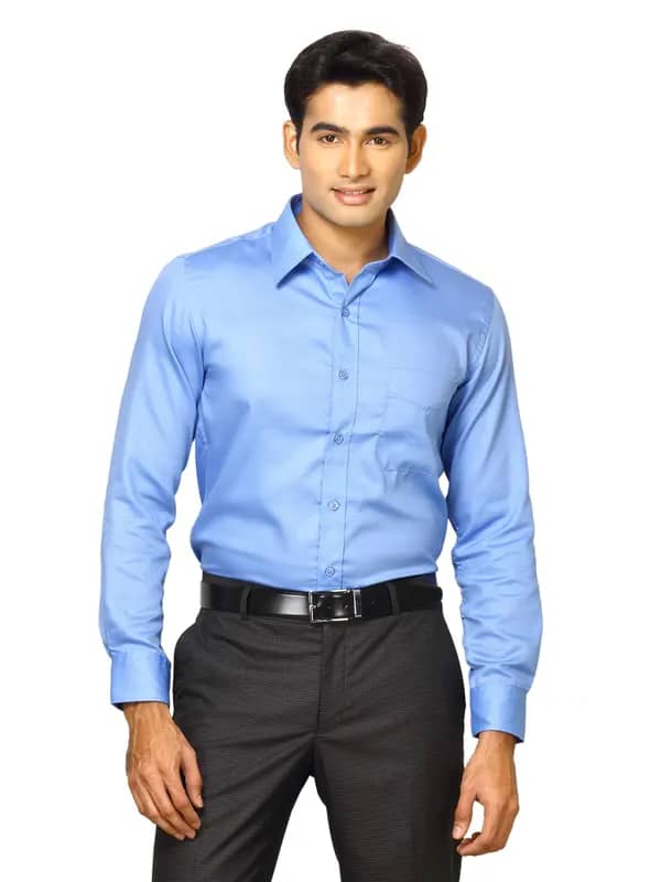 Mark Taylor Men Solid Blue Shirts