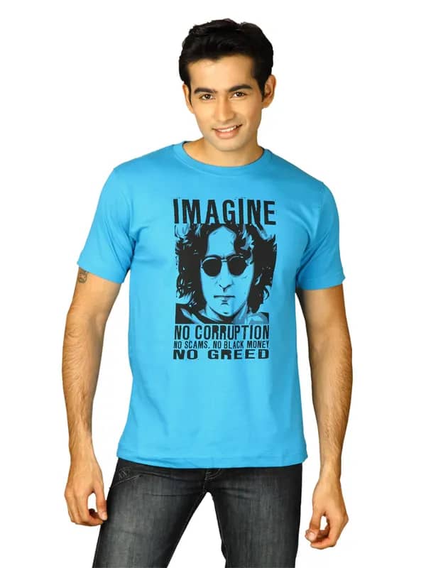 Tantra Men Imagine No Corruption Blue Tshirts