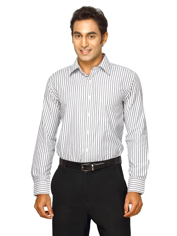 Mark Taylor Men Brown Striped Shirt