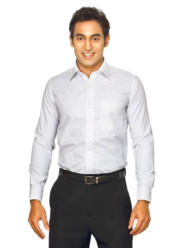 Mark Taylor Men Blue Striped Shirt