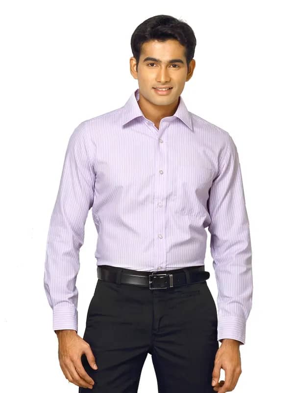 Mark Taylor Men Purple Striped Shirt