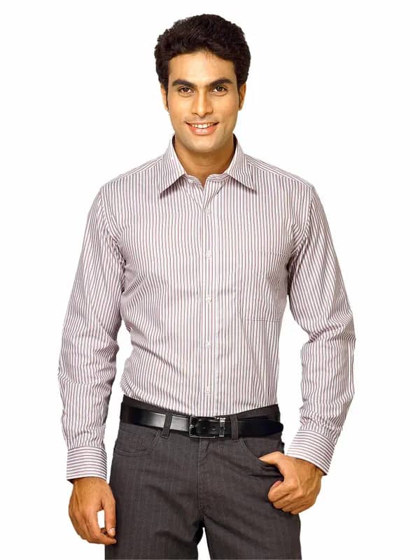 Mark Taylor Men Red Striped Shirt