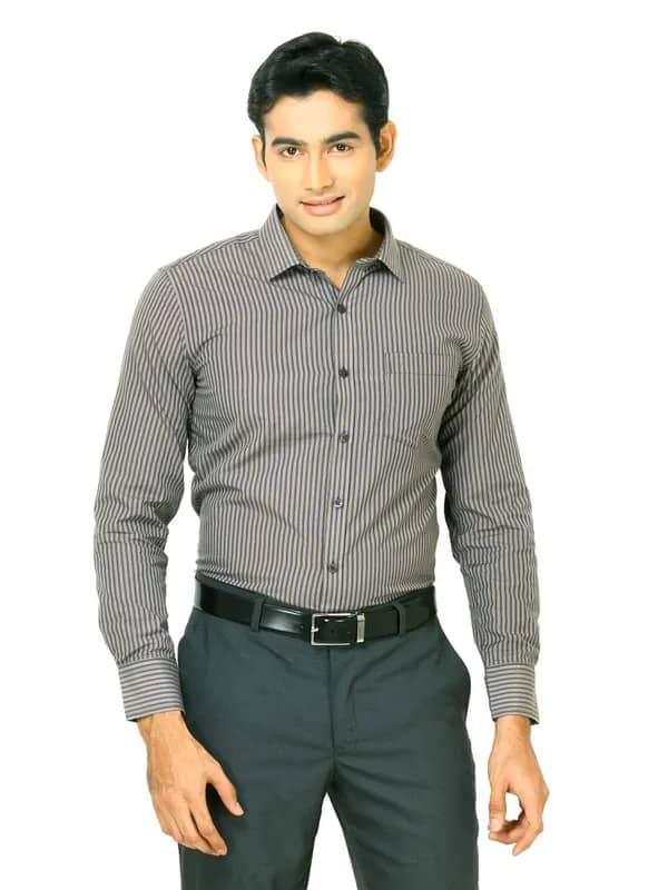 John Miller Men grey stripe Grey Shirts