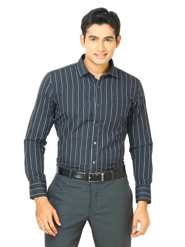 John Miller Men Blue stripe Black Shirts