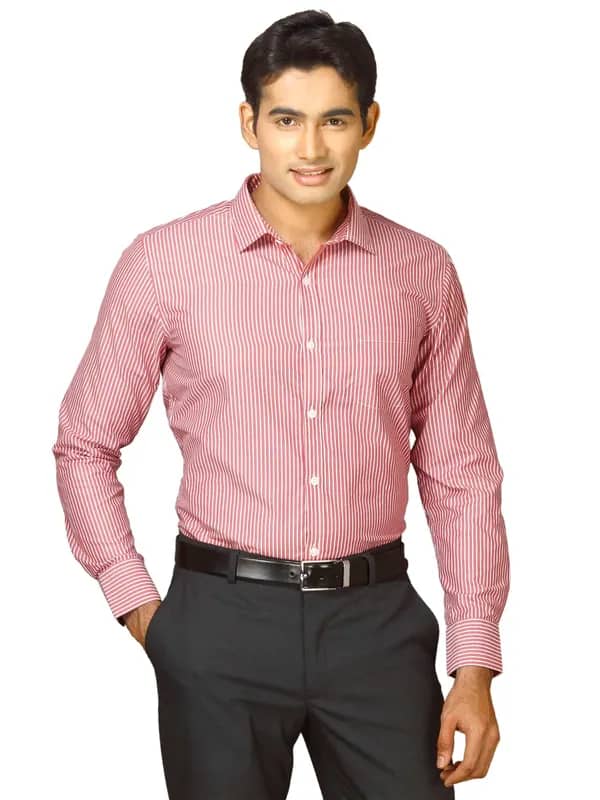John Miller Men Red Striped Shirt