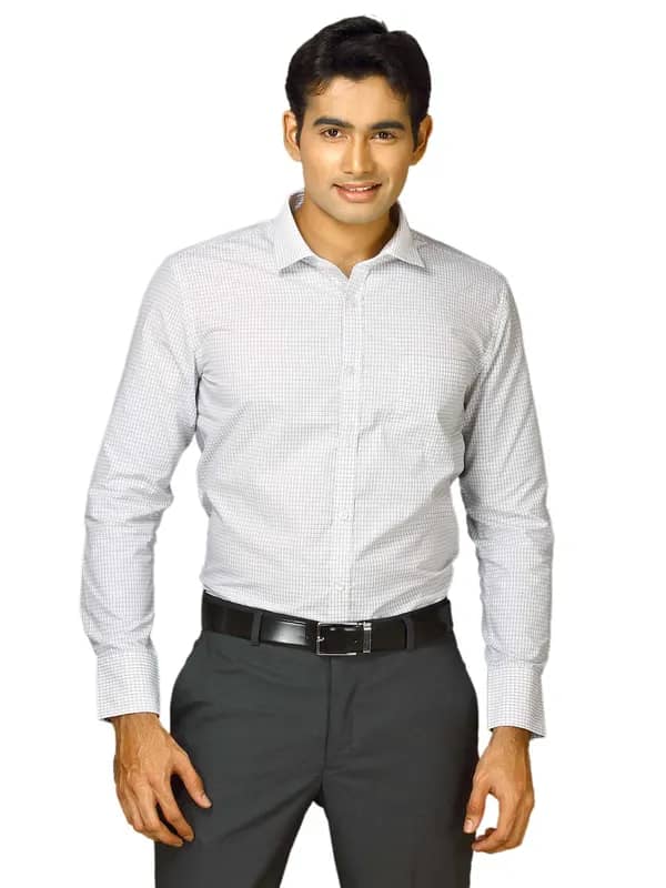 John Miller Men White & Black Checked Shirt