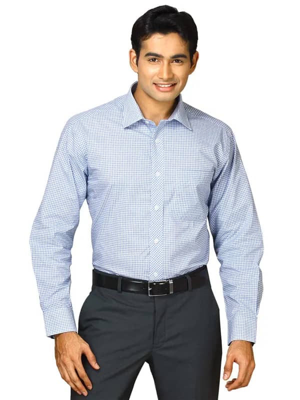 John Miller Men Blue Check Shirt