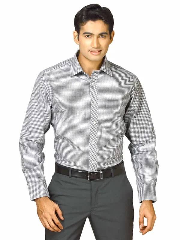 John Miller Men White & Black Check Shirt