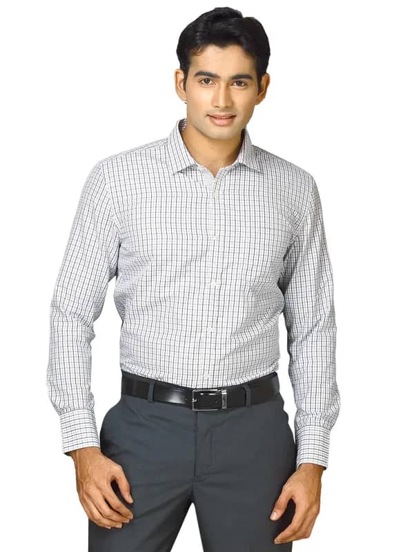 John Miller Men white black grey check Shirts
