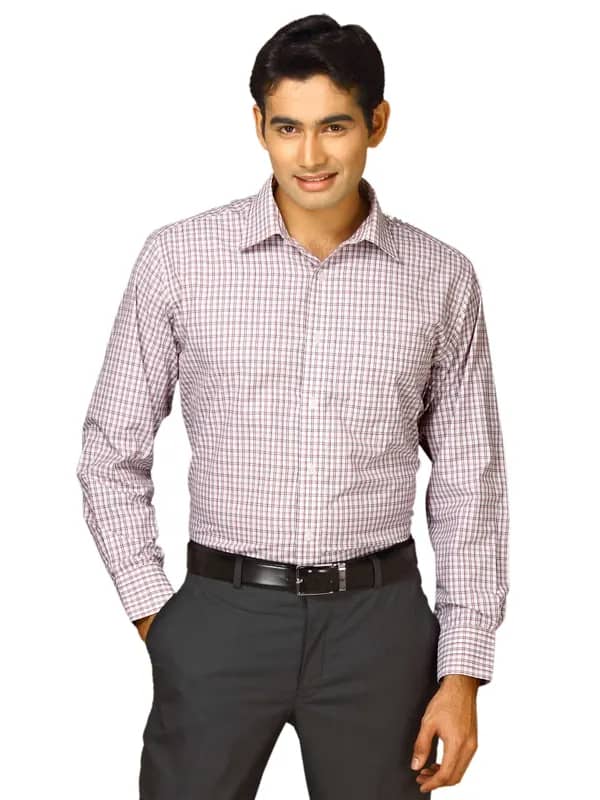 John Miller Men Purple & White Check Shirt