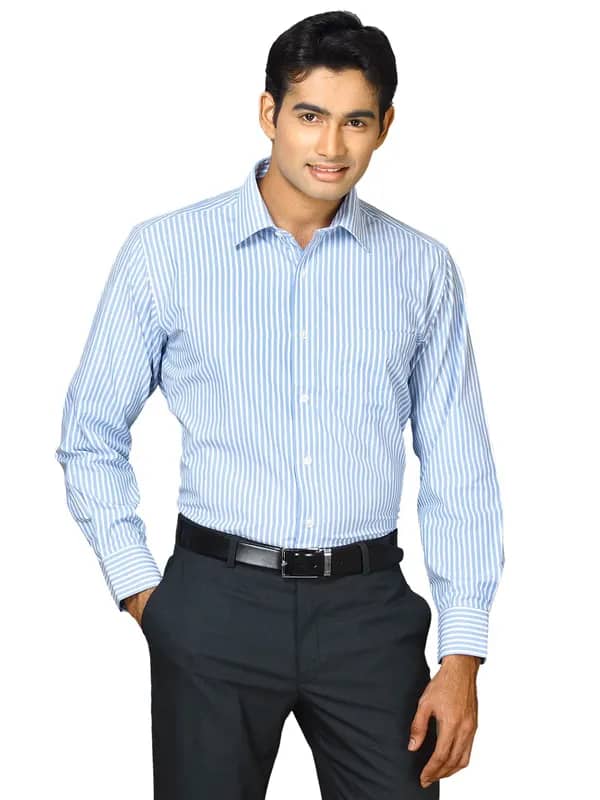 John Miller Men blue white stripe Blue Shirts