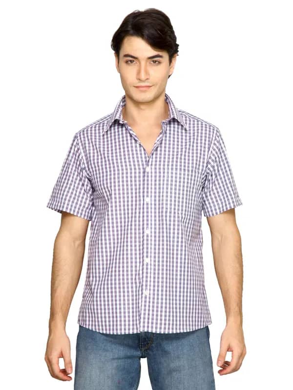 Indigo Nation Men Checks Purple Shirts