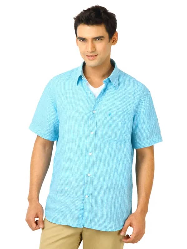 Indian Terrain Men Brett Blue Shirts