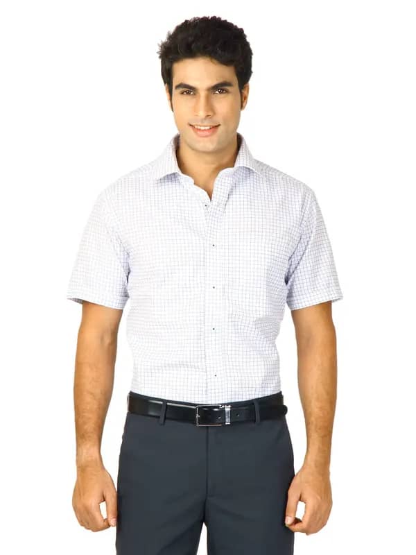 John Miller Men Blue Checks Shirts