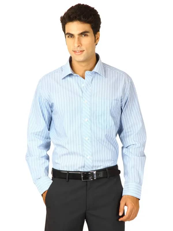 John Miller Men Blue Striped Shirt