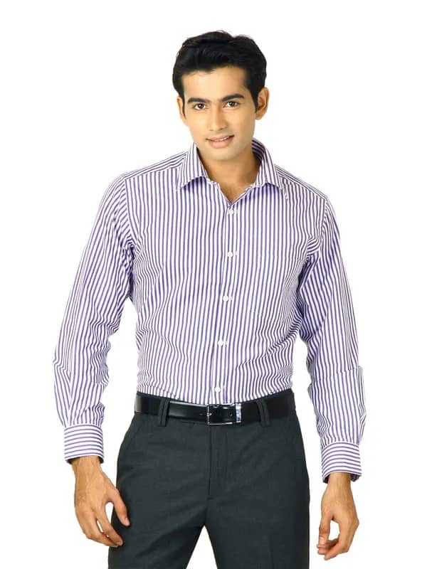 Indigo Nation Men Purple Striped Shirt