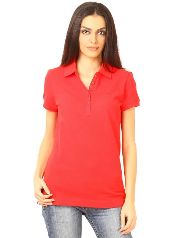United Colors of Benetton Women Red Polo T-shirt
