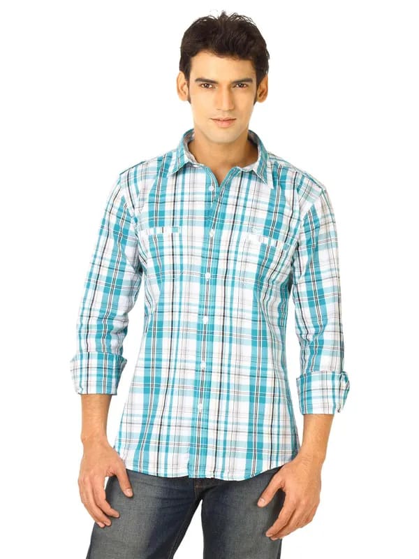 Flying Machine Men Ydc Aqua Green Shirts