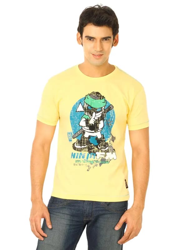 Flying Machine Men Gloden Haze Yellow Tshirts