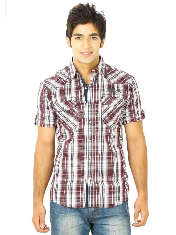 Flying Machine Men Ydc Maroon Shirts