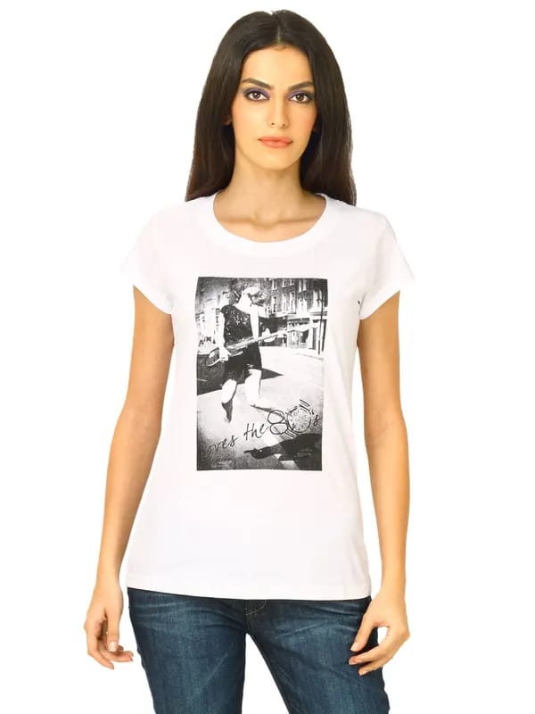 Flying Machine Women HS White Tshirts