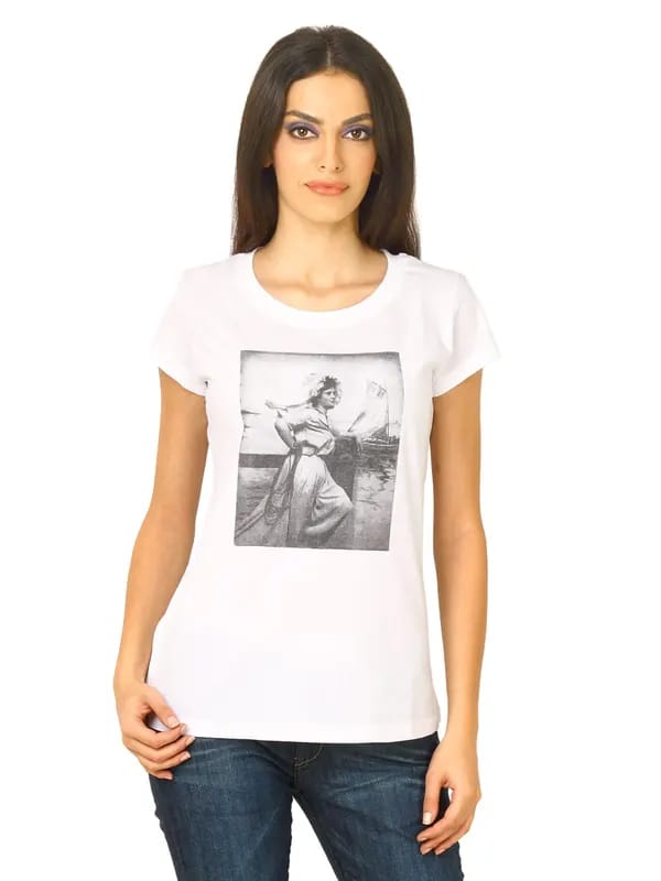 Flying Machine Women RN HS White T-shirt