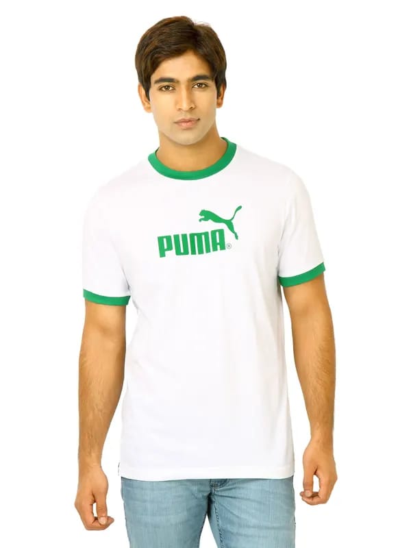 Puma Men Large Logo Ringer White Tshirts
