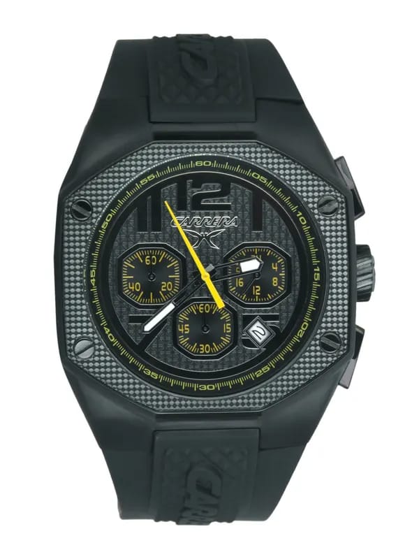 Carrera Men Round Dial PU Strap Black Watches