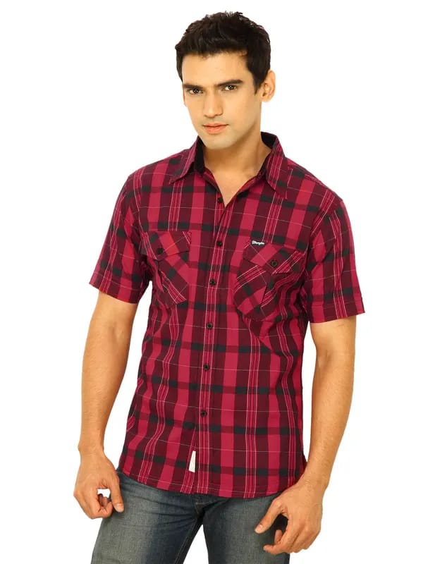 Wrangler Men Authentic Rope Embro Red Shirts
