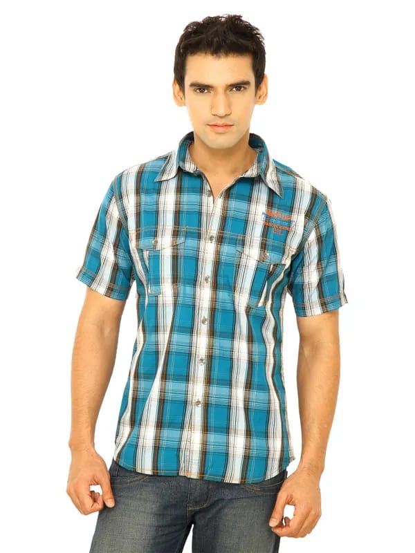 Wrangler Men Wander Wheels Blue Shirt