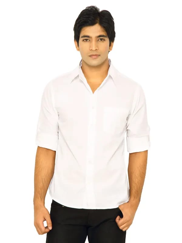 Wrangler Men Rider Solid White Shirts