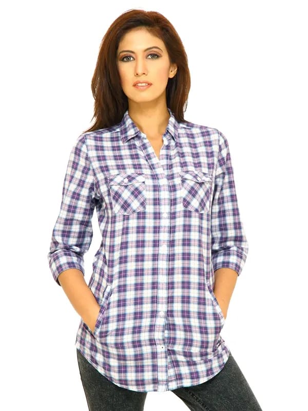 Wrangler Women Check Purple Shirt