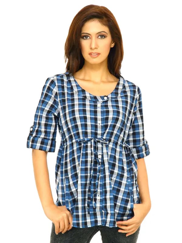Wrangler Women Blue Kangroo Pocket Tunic
