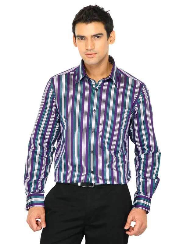 Indigo Nation Men Stripes Purple Shirts