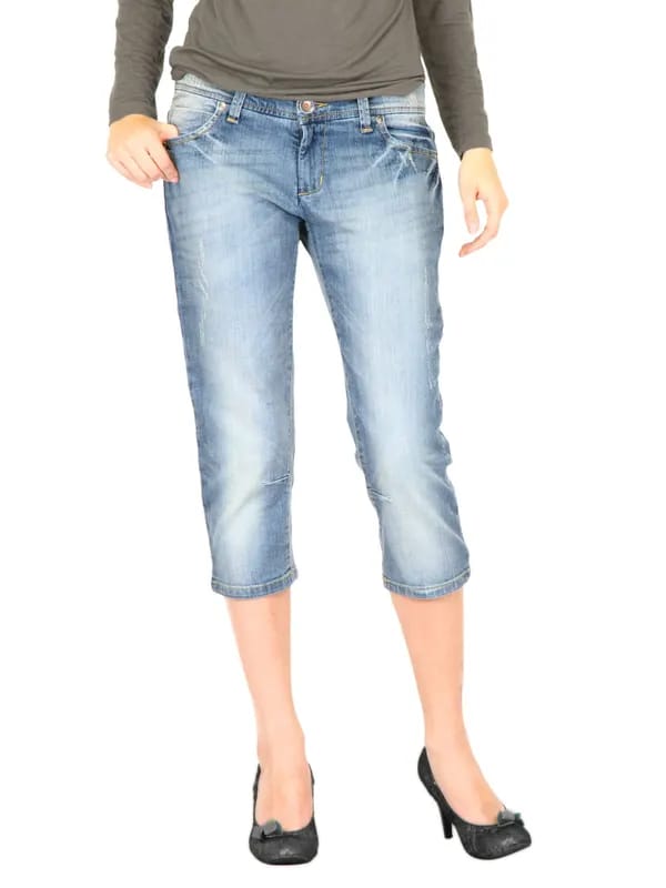 United Colors of Benetton Women Washed Blue Capris